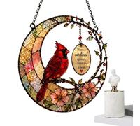 Cardinal Stained Glass Light Catcher - Rainbow Maker Window Art for Indoor Outdoor Decor Gift for Women Men Mom Wife Grandma Husband Backyard Garden Hanging Sunlight Ornament