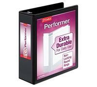 Cardinal Vue - Carpeta de 3 anillas Performer, para escuela y oficina, resistente, 7,6 cm, anillas redondas, capacidad para 625 hojas, tapas personalizables ClearVue, sin PVC, negro (67525)