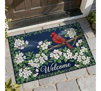Cardinal Welcome - Tapete para puerta de bienvenida, diseño de flores de la naturaleza, color rojo, antideslizante, para entrada al aire última intervensión, porche, balcón, 29 x 17 pulgadas