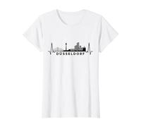 Cardiogram Skyline Alemania Düsseldorf Camiseta gráfica económica, Mujer, Blanco, S