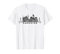 Cardiogram Skyline Alemania Hannover Camiseta gráfica económica, Hombre, Blanco, S