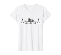Cardiogram Skyline Australia Melbourne Camiseta gráfica económica, Mujer, Blanco, M