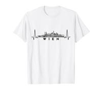 Cardiogram Skyline Austria-Wien-Vienna Camiseta gráfica económica, Hombre, Blanco, S