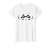 Cardiogram Skyline Italia Firenze-Florencia Camiseta gráfica económica, Mujer, Blanco, S