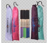 CardioStix 8.5 oz cardio palillos por juego (1 par con bolsa) paquete de doble agarre con bolsa Premium American Hickory Wood | Tambor, Fitness (pintura Splash Surprise Grip color w/bag)