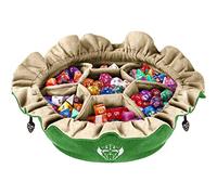CardKingPro - Bolsas de Dados Inmensas con Bolsillos - Verde - Capacidad para 150+ - Gran Organizador para Coleccionistas de Dados, Dungeons and Dragons [Diseño Patentado]