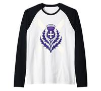 Cardo estilizado St Andrews Cross y Saltire Camiseta Manga Raglan