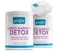 Cardo Mariano Capsulas 360 PiuLife® 80% Silimarina Por Dosis (2 Al Día), Suplemento Detox Higado Y Intestino, Cardo Mariano Alcachofa Y Diente De Leon Con Zinc, Detox Depurativo