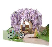 Cardología - Tarjeta de felicitación emergente Wisteria | Paisaje de jardín de glicinas en 3D, tarjeta de aniversario romántica, tarjeta de compromiso o tarjeta de felicitación de boda | Hecho a mano