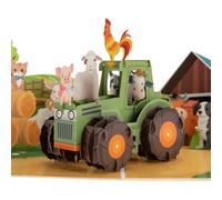 Cardología - Tarjeta emergente de animales de granja | Tarjetas de cumpleaños 3D para niños, tarjeta de primer cumpleaños para niños o niñas | Hecho a mano