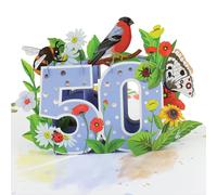 Cardology Tarjeta emergente de 50 cumpleaños - Tarjeta floral de 50 cumpleaños para mujer