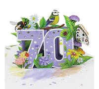 Cardology Tarjeta emergente de 70 cumpleaños - Tarjeta floral de 70 cumpleaños para mujer verde|gris|beige|azul|amarillo