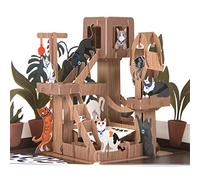 Cardology Tarjeta emergente de árbol de gato - Regalos de gato para amantes de los gatos - Tarjeta de caridad de Battersea - Con licencia oficial melocotón|rojo|marrón|beige
