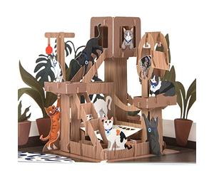 Cardology Tarjeta emergente de árbol de gato - Regalos de gato para amantes de los gatos - Tarjeta de caridad de Battersea - Con licencia oficial melocotón|rojo|marrón|beige