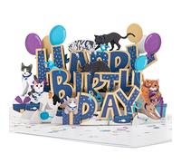 Cardology Tarjeta emergente de gatos del feliz cumpleaños | Tarjeta de cumpleaños 3D para amantes de los gatos, tarjeta de caridad de Battersea | Licenciado oficialmente