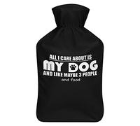 Care About Dog And Like Maybe - Botella de agua de goma para alimentos de 3 personas con cubierta de felpa suave, bolsa de agua caliente para invierno, manos y pies, protección contra el frío, 1000 ml