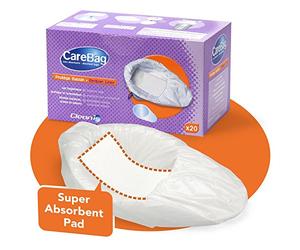 CARE BAG Multipack 20pz = 4 paquetes de bolsas con taco 80 absorbente-Bolsa para sartén también para los modelos: recopilación vómitos, inodoro, tapa para cesta cómoda, loro urinale masculino.