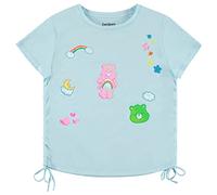 Care Bears Camisa de moda para mujer, ropa clásica para mujer, camiseta de teñido anudado de buena suerte, con texto en inglés "Cheer Friend", Azul/claro, XL