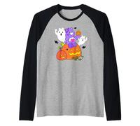 Care Bears Halloween Harmony Bear Holding A Happy Pumpkin Camiseta Manga Raglan