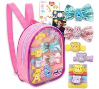 Care Bears Juego de accesorios para el cabello, paquete de 10 piezas para el cabello con bolsa de plástico transparente, clips, lazos, calcomanías, más | Accesorios Care Bears para niñas