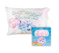 Care Bears - Juego de Funda de Almohada y máscara de Ojos Reversible estándar de satén Sedoso, 20 x 30 Pulgadas, para Cabello y Piel (Producto con Licencia Oficial) de Franco Collectibles
