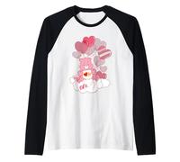 Care Bears Love A Lot Bear and Heart Balloons Valentine Camiseta Manga Raglan