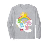 Care Bears Sitting in The Clouds Manga Larga, Unisex para Adultos, Gris Jaspeado, L