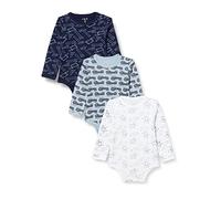 Care Bodies de Manga Larga Unisex Bebés, Pack de 3, Azul Real, 1-2 Meses