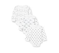 Care Bodies de Manga Larga Unisex Bebés, Pack de 3, Blanco, 1-2 Meses