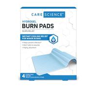 Care Science - Almohadillas para quemar hidrógel estéril y apósito para aliviar quemaduras, 4 ct | alivio de enfriamiento instantáneo para quemaduras menores