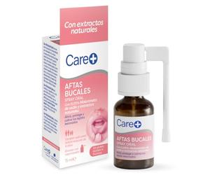 Care+ Spray alivio aftas bucales y llagas, 10h protección, 15 ml | Alivia, protege y calma los tejidos lesionados en la boca, aplicación precisa