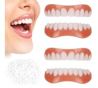 Care Spring Dentadura Postiza Perfecta 2 Pares Carillas Dentales Ajustables, Dientes Postizos Temporales Arriba Y Abajo Dientes Falsos, Kit Blanqueamiento Dental Para Hombres E Mujeres