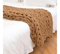 Care Spring Manta De Punto Grueso para Cama, Manta De Chenilla Tejida A Mano, Plaid Suave Y Confortable, Mantas Invierno Gordas para Silla Sofá, Regalos De Decoración del Hogar,Brown c,120X180cm