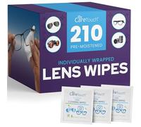 Care Touch Toallitas para lentes, 210 toallitas prehumedecidas envueltas individualmente, 5 x 6 pulgadas, limpiador de lentes de cámara, gafas de sol y gafas, suave y portátil para limpiar