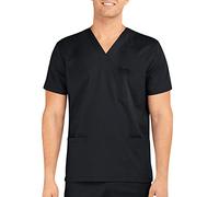 Care Workers Male Short Tops V Blusa Pocket T Neck Shirt Manga Solid Men T Shirts (Black, L)
