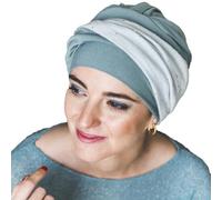 CAREBELL Elegance Aguamarina Gold - Turbante Gorro oncologico de bambú para quimioterapia o Alopecia