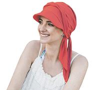 CAREBELL Gorra Amalfi con Cintas largas para Alopecia, pérdida de Cabello, Cáncer en Tejido de bambú (Coral 37)