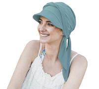 CAREBELL Gorra Oncológica Amalfi/Diseño de Cintas largas/Ideal para Casos de Alopecia y Quimioterapia/Tejido de Bambú/Cómoda y Transpirable/Aguamarina 22