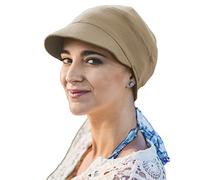CAREBELL Gorra Oncológica Capri/con Visera/Pérdida de Cabello/Quimioterapia y Alopecia/Apto Pieles Sensibles/Tejido de Bambú/Crema