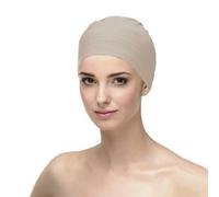 CAREBELL Gorro Oncológico para Dormir - Modelo Natalia en Varios Tonos, Tejido de Algodón, específico para Quimioterapia y Alopecia (FR/ES, Letras, Talla única, Beige Oscuro)