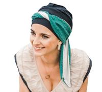 CAREBELL pañuelo oncológico modelo Smooth - diseño Turquesa Gold en bambú suave y transpirable, certificado Oeko-Tex, especial para quimioterapia, alopecia y pieles sensibles