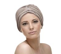 CAREBELL Turbante Andrea/Tejido Bambú/Pérdida de Cabello/Quimioterapia y Alopecia/Hecho a Mano en España/Certifiado Oeko- Tex/CREMA 53