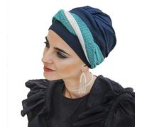 CAREBELL Turbante Oncológico Elegance/Diseño Turquesa Gold/Tejido de Bambú/Cómodo y Transpirable/Pieles Sensibles/Pacientes con Pérdida de Cabello