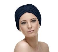 CAREBELL Turbante oncológico/Modelo Andrea/Tejido Bambú/Varias Tonalidades/Pacientes con Pérdida de Cabello/Alopecia y Quimioterapia/Básico y Cómodo Azul Marino 08