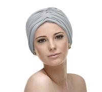 CAREBELL Turbante oncológico/Modelo Andrea/Tejido de Bambú/Varias Tonalidades/Básico y Cómodo/Transpirable/Quimioterapia y Alopecia/Gris Perla 63