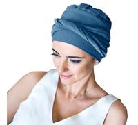 CAREBELL Turbante Oncológico/Modelo Confort/Tejido de Bambú/Apto Pieles Sensibles/Pacientes con Pérdida de Cabello/Hecho a Mano en España/Cómodo y Transpirable/AZULON 06