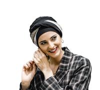 CAREBELL Turbante oncológico Modelo Elegance - diseño Black Padded en bambú Suave y Transpirable, Especial para quimioterapia, Alopecia y Pieles sensibles