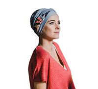 CAREBELL Turbante Oncológico/Modelo ELEGANCE/Diseño EXOTIC BLUE/Ideal para Quimioterapia y Alopecia/Tejido de bambú/Cómodo y Transpirable/Certificado Oeko-Tex Standard