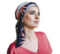 CAREBELL Turbante oncológico Modelo Smooth - diseño Exotic Blue en bambú Suave y Transpirable, Especial para quimioterapia, Alopecia y Pieles sensibles