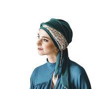 CAREBELL Turbante Oncológico Modelo Smooth - Diseño Pepitas, Bambú Suave y Transpirable, Preformado para Quimioterapia, Alopecia y Piel Sensible